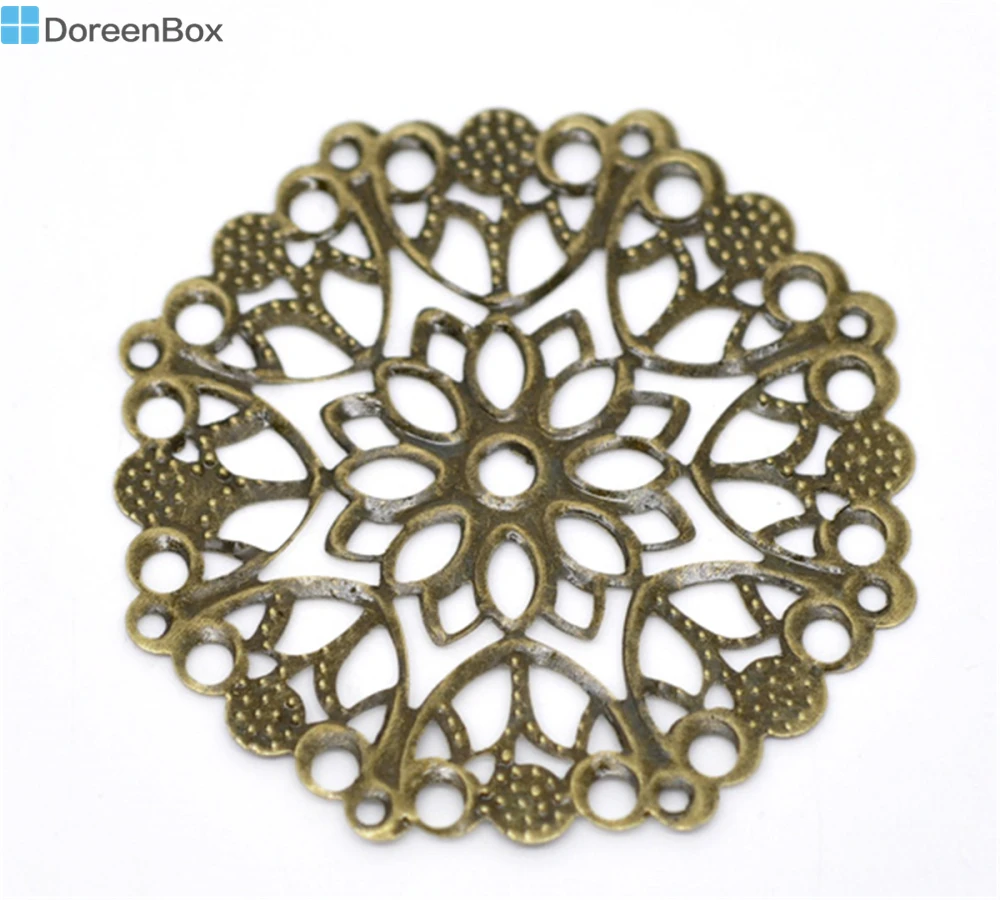 Doreen Box прекрасный 30 бронзовый тон филигранные цветочные обертки соединители 50 мм