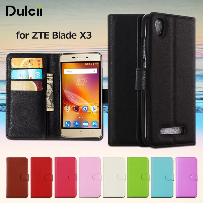 DULCII для zte Blade X3 D2 T620 чехол телефона из искусственной кожи личи чехол-кошелек BladeX3 X