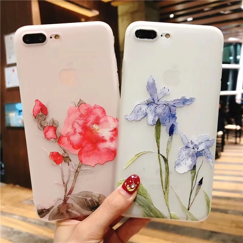 Чехол для телефона Boucho с милым рельефным цветочным рисунком iphone 7 8 7/8 plus X мягкий