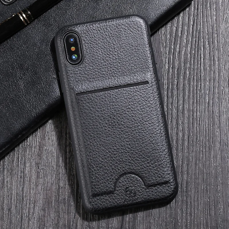 Роскошный чехол из искусственной кожи с зернистой фактурой для iPhone X 8 7 Plus