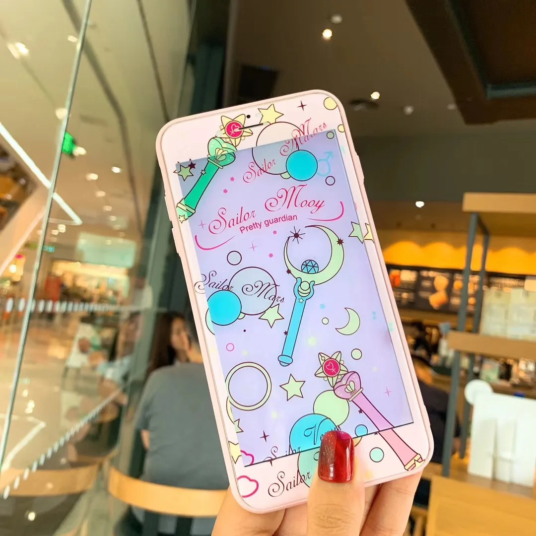 Закаленное стекло с мультяшным рисунком и полным покрытием для iPhone 6 7 8 6S Plus