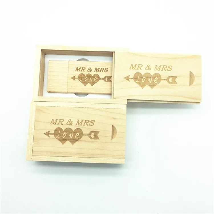 

One Pcs Free Logo wooden usb + box usb flash drive pendrive 4gb 8gb 16gb 32gb 64gb memory stick photography gifts free logo