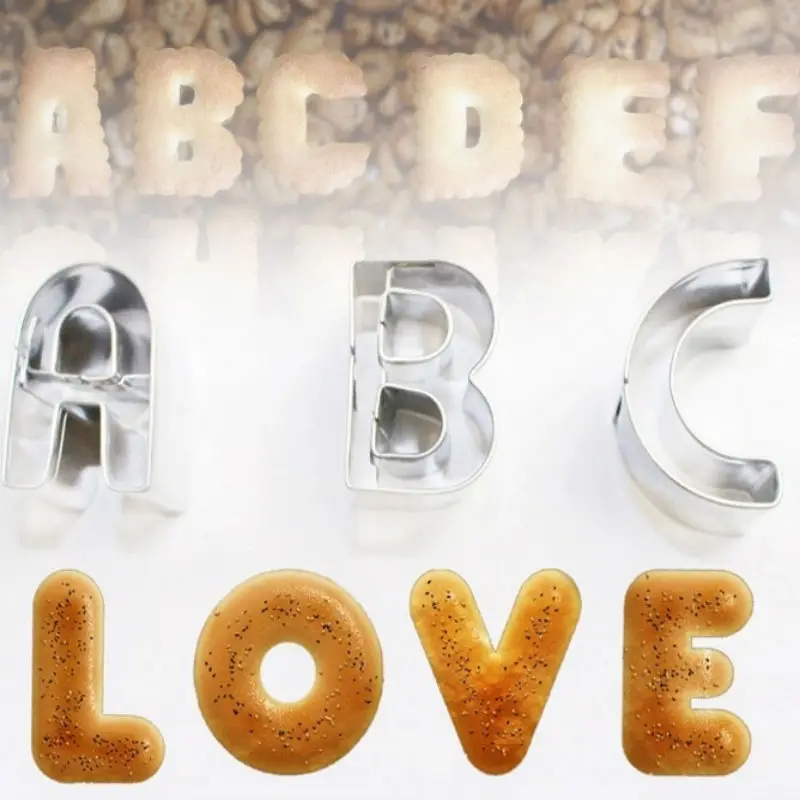 

Cookie Cutters Letters Shape Pastry Cutter Molds For Biscuit /Cake Cake Stamp Stainless Steel Baking Molds