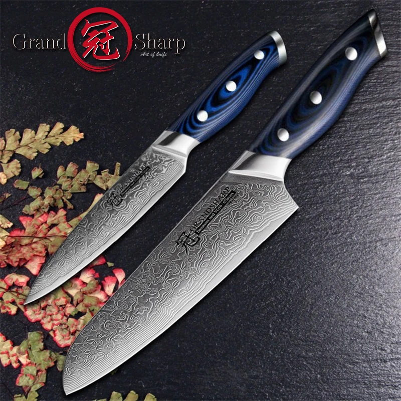 Grandsharp 2 шт набор ножей из дамасской стали Дамасская японская нержавеющая сталь VG10