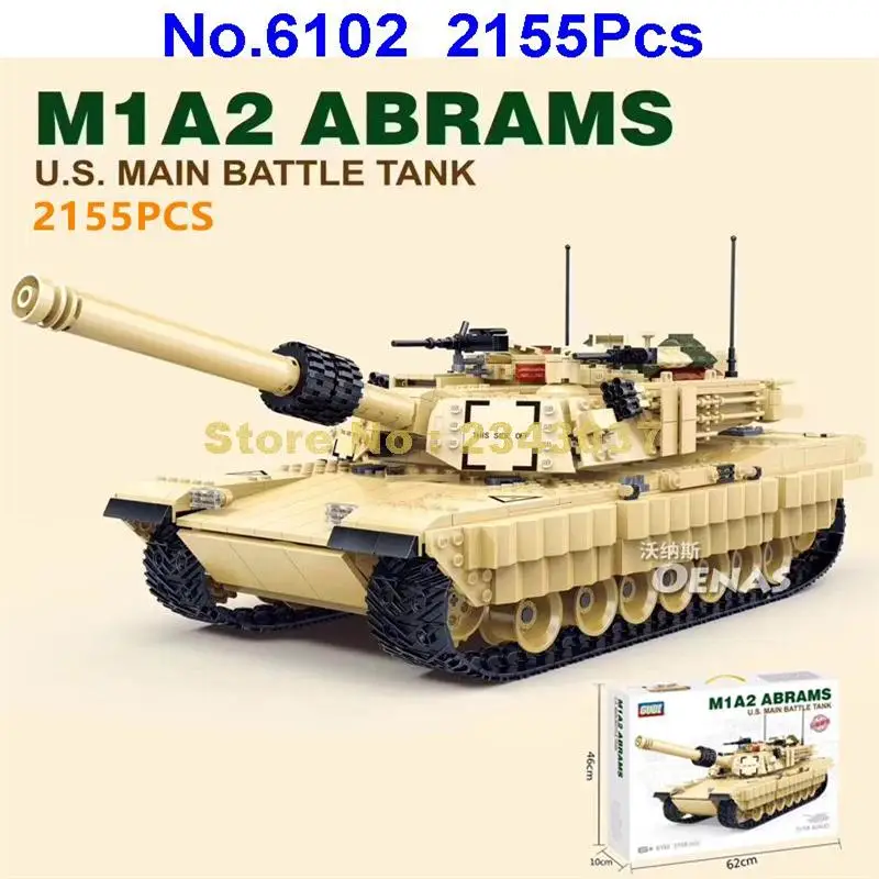 Gudi 6102 2155 шт. военный боевой танк M1a2 Ww2 солдаты Abrams армейская война строительные