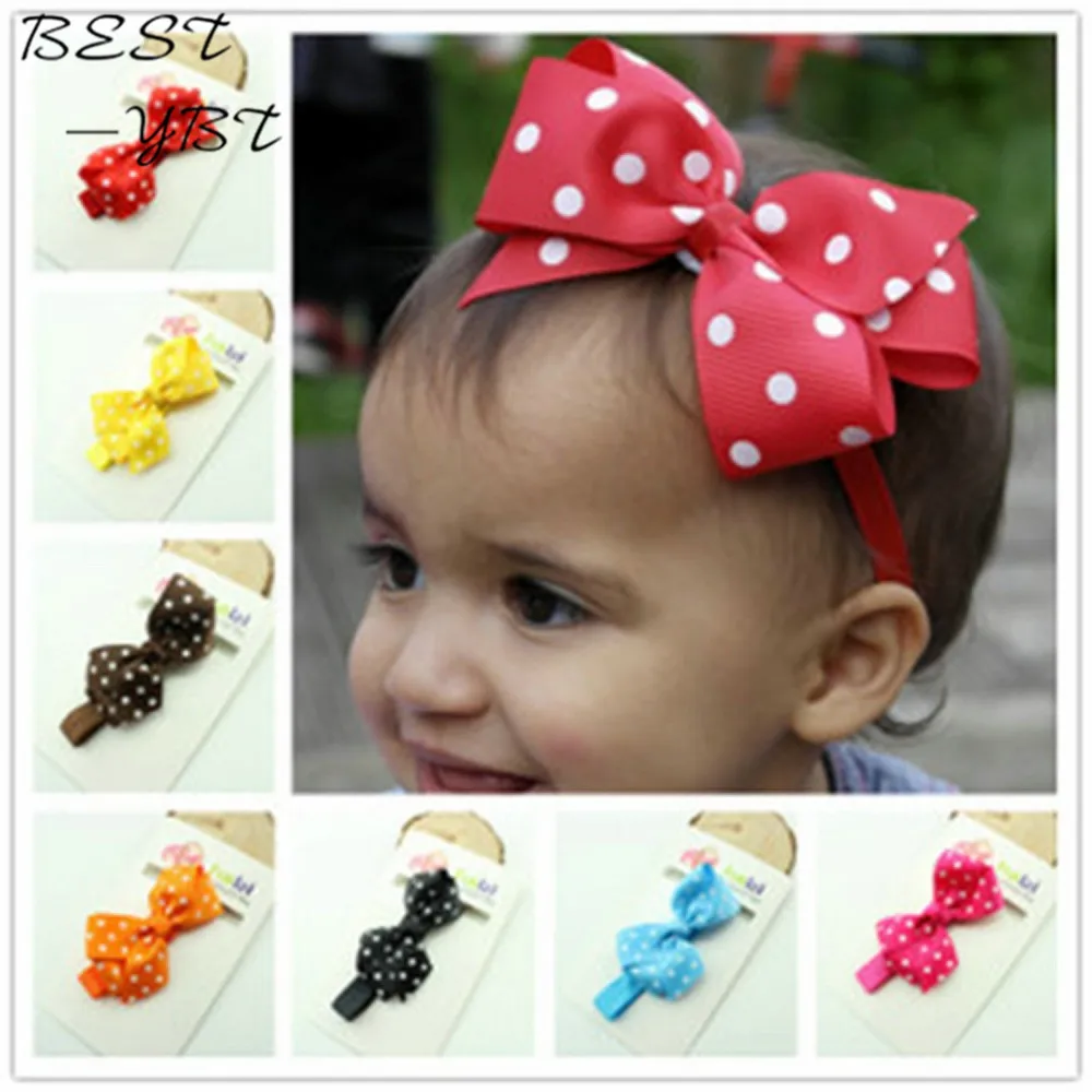 Лента для волос в горошек с бантом 15 цветов|kids hairband|hair bowsbaby girl hair accessories |