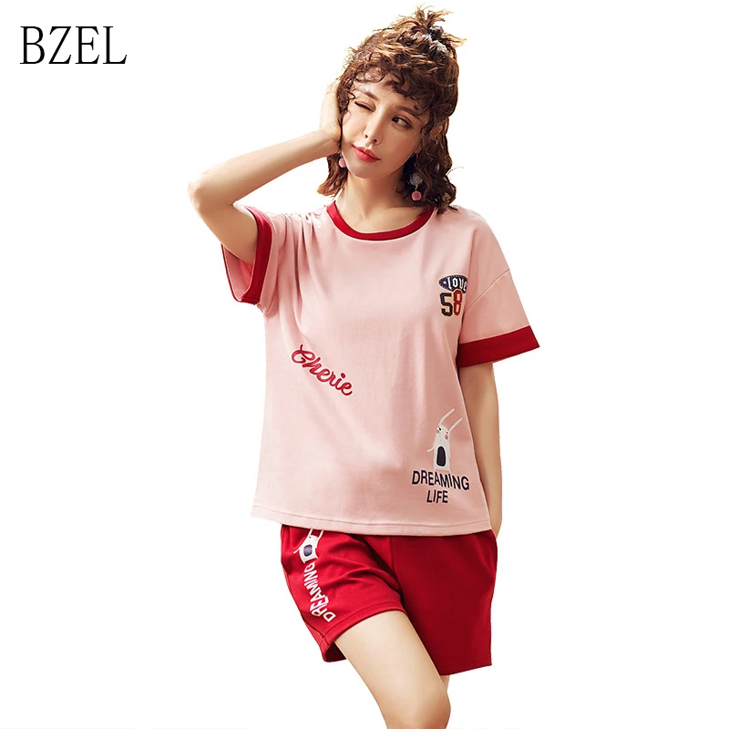 BZEL 2019 Новый Модный женский топ и брюки домашний костюм Женская Хлопковая пижама