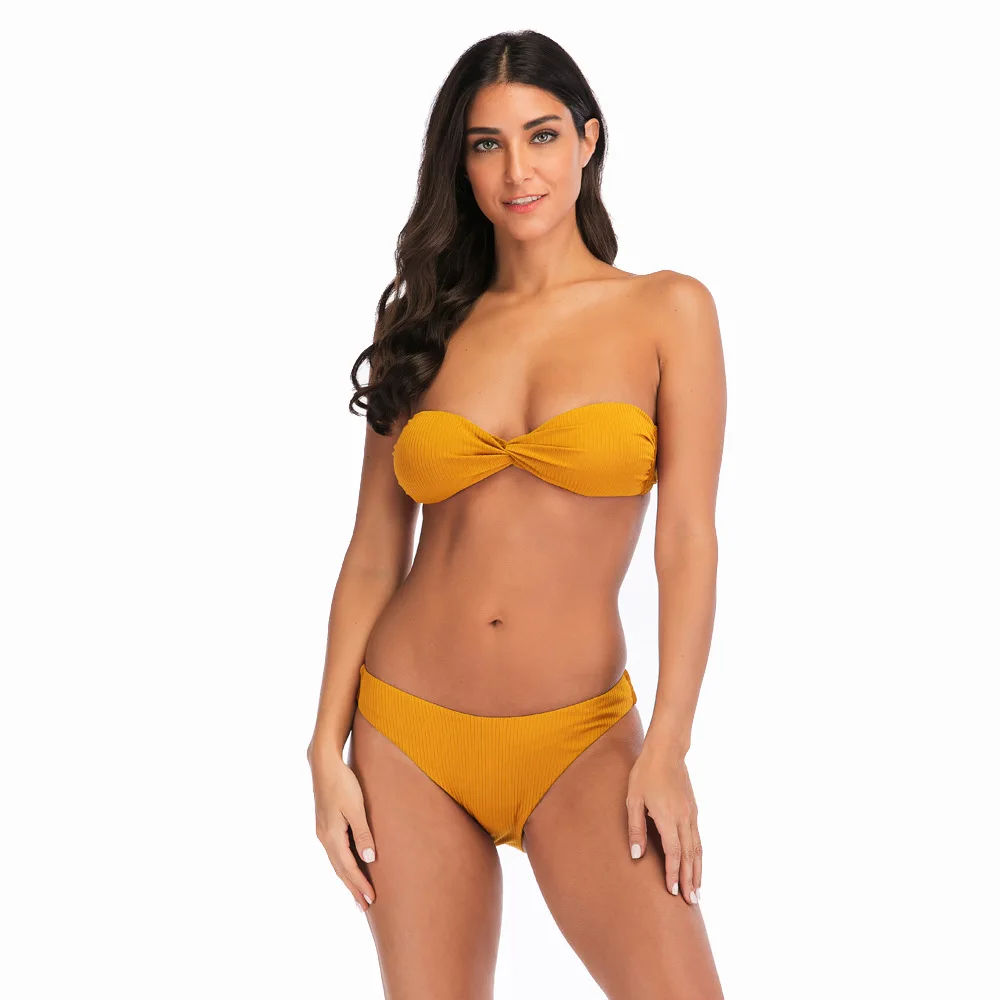 Бикини 2019 Цельный купальник новое бикини без бретелек сексуальный из двух частей