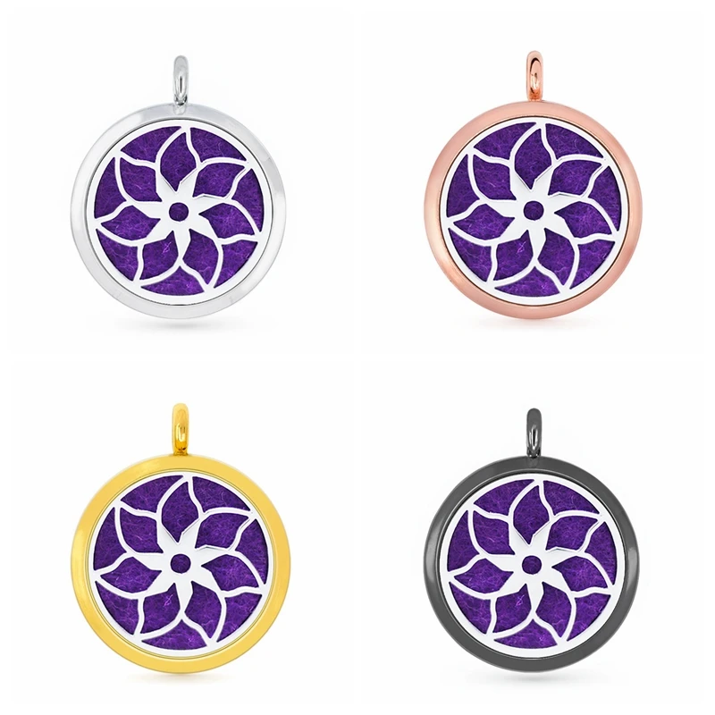 30mm Hollow Gold Lotus Flower Aromatherapy Essential Oil Perfume Diffuser Locket Pendant with 6pcs PadS Fit Necklace key Chains | Украшения