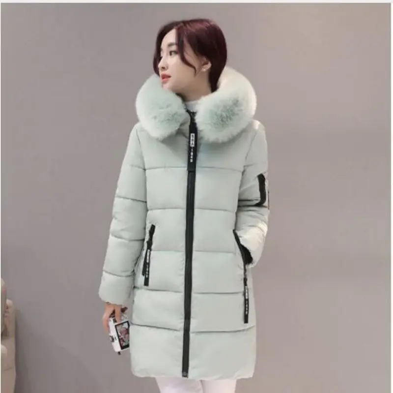 Зимняя женская куртка 2018 модное зимнее пальто с мехом и капюшоном теплая пуховая