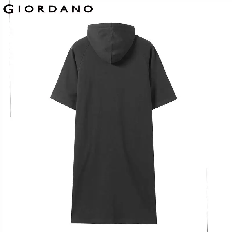 Giordano женское платье с капюшоном из 100% хлопка вышитым номером коротким рукавом на