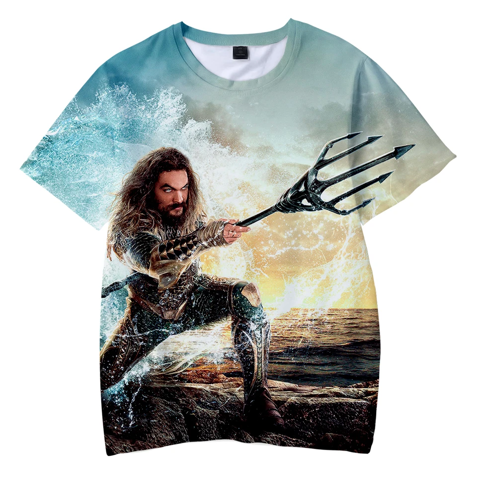 Детские футболки с 3D принтом Aquaman летние модные коротким рукавом 2018 лидер продаж