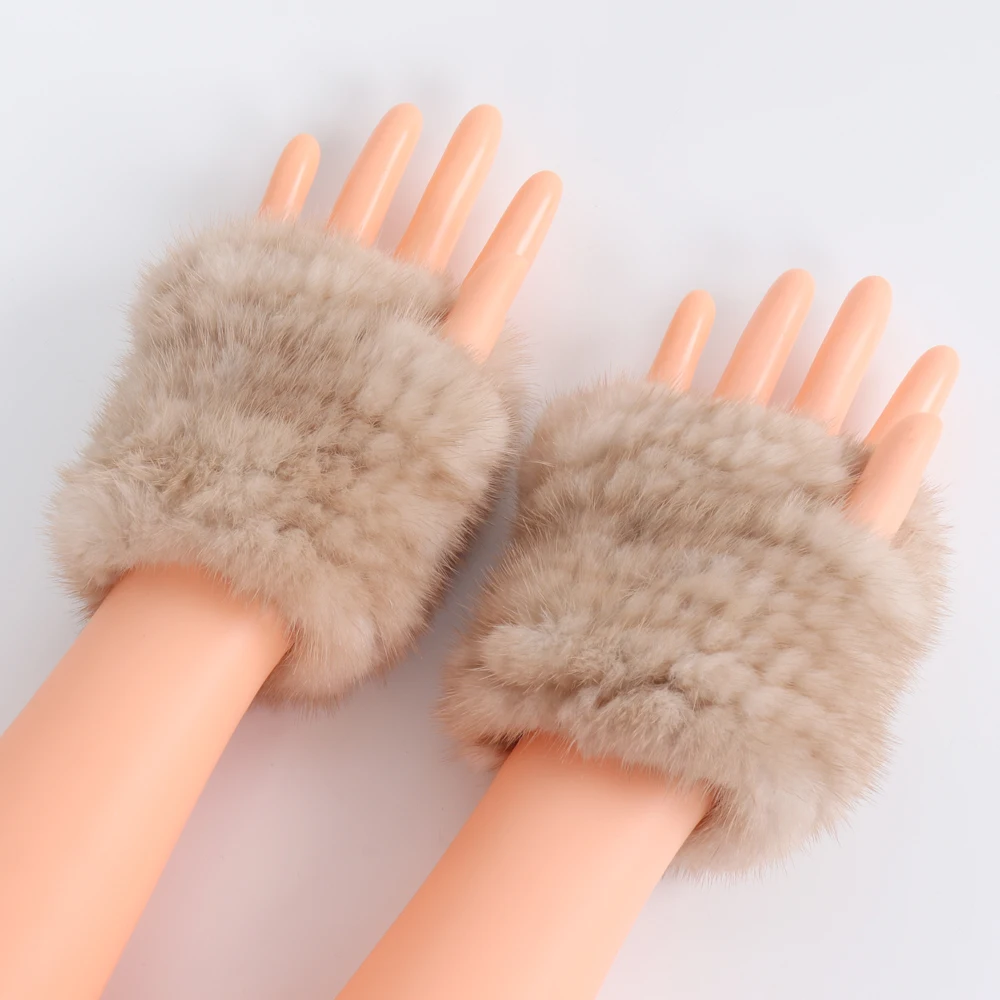 Новый Стиль Шикарный вязаный натуральный мех перчатки Зимний Теплый головной