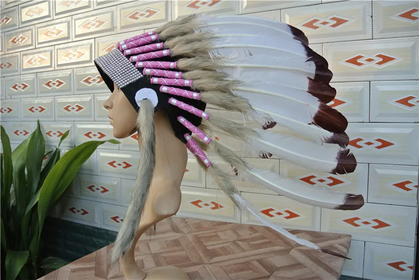 Головной убор с перьями 21 дюйм серебряной лентой головной товары для Хэллоуина и