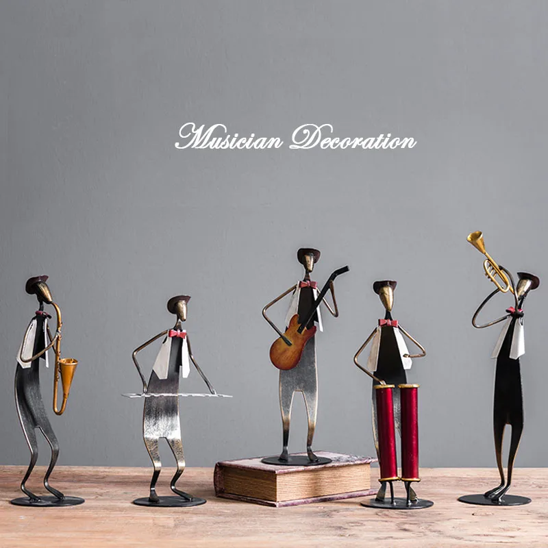

Modern Abstract Art Iron Feng Shui Nordic Figurines Home Interior Desk Band Musician Sculpture Decoration Decor Accessories