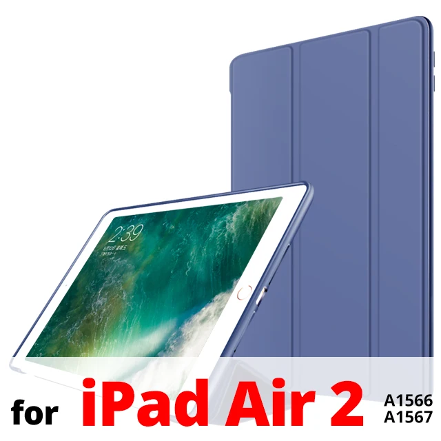 Ультратонкий умный чехол для iPad Air 2 Air 1 9," с магнитной подставкой, Мягкая силиконовая задняя крышка из ТПУ для iPad 5 6, чехол для iPad Air - Цвет: Navy for Air 2