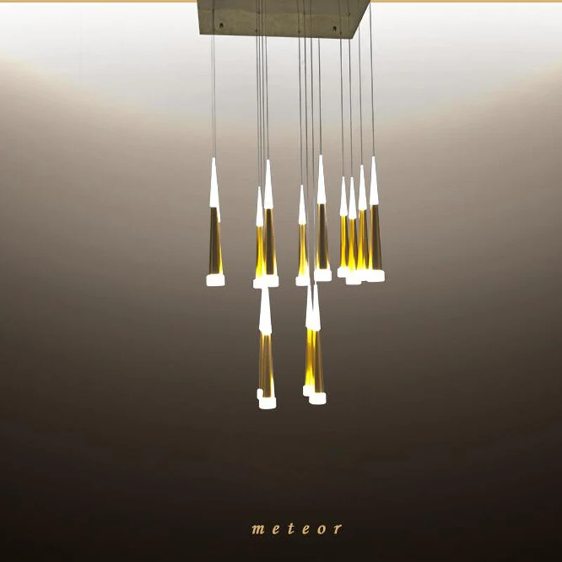 

Modern minimalist restaurant bar led chandelier Acrylic aluminum meteor shower chandelier led lighting fixture led lamp acrylic