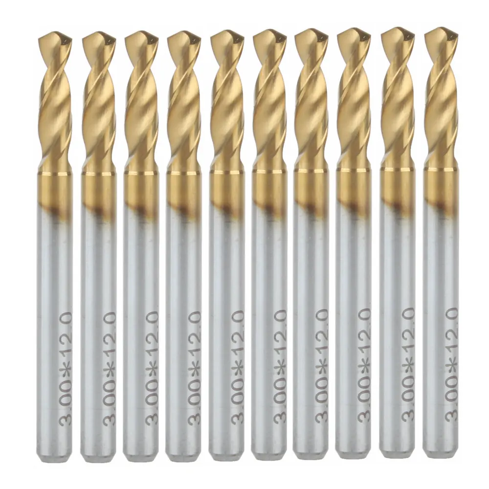 

10x Titanium Nitride Coated Carbide PCB CNC Drill Bits Router 3.0mm