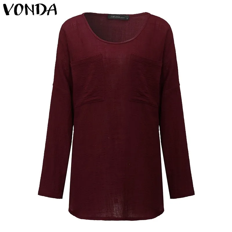 VONDA Одежда для беременных, блузки для беременных женщин,, повседневные свободные рубашки с длинными рукавами для беременных, большие размеры, однотонные топы выше размера d