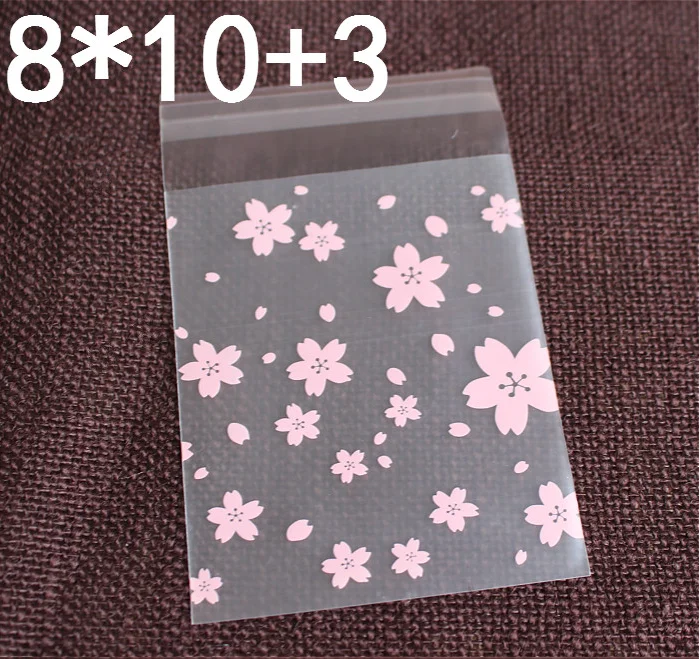 100 шт./компл. узор цветущей сакуры самоклеющиеся подарочные пакеты для упаковки