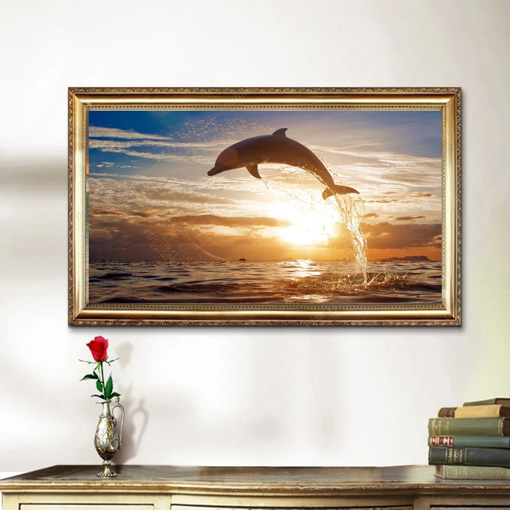 Нет кадров цельнокроеное платье стены Книги по искусству Дельфин живопись seacape