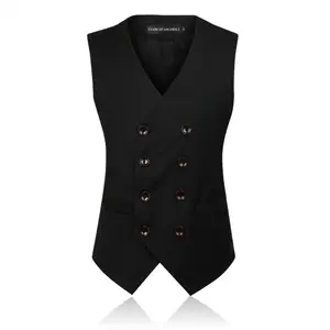 S-6xl, Мужская Новая мода, двубортный Тонкий жилет без рукавов, хлопковый жилет, костюм, жилет, мужское платье, жилет, бар, рабочая одежда, костюмы