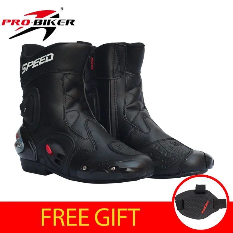 Черный PRO-BIKER SPEED BIKERS мотоциклетные ботинки мужские гоночные мотоциклетные ботинки для верховой езды ботинки для мотокросса по бездорожью мотоциклетные ботинки мото обувь A004 - Цвет: Черный
