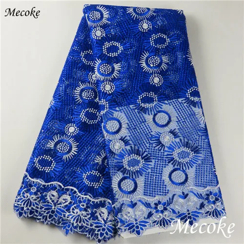 Royal Blue Высокое качество африканская кружевная ткань для свадьбы вышитые французские сетчатые кружевные ткани темно-зеленый нигерийский шнур кружева для свадьбы - Цвет: Royal Blue