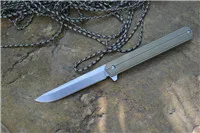 3,7" D2 лезвие Флиппер складной нож выживания Охотничьи ножи Tanto или точка падения открытый шестерни с чехол для ножа в подарок - Цвет: Golden Drop point