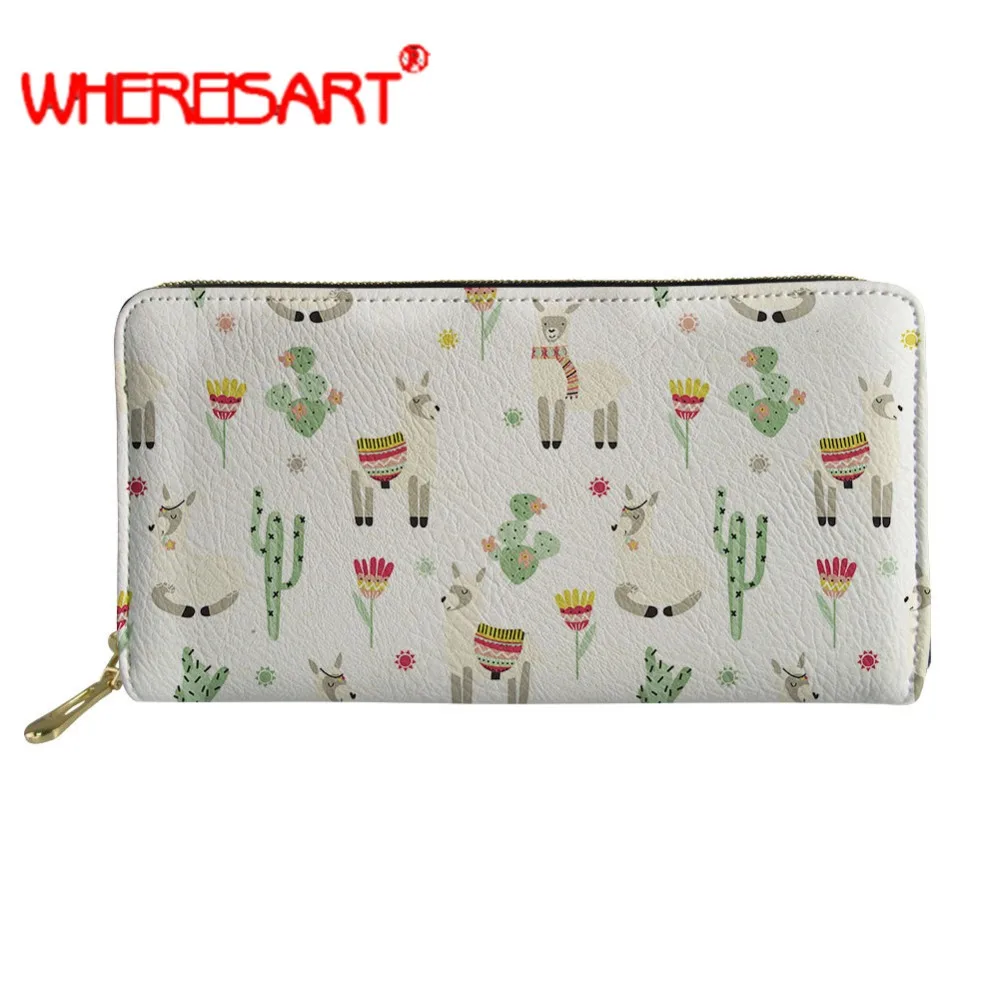 WHEREISART кактус печати портмони женский кошелек для женщин большой moda mujer 2019 дамское