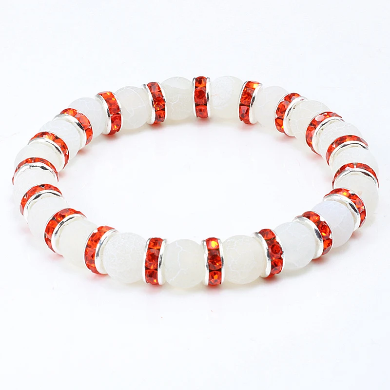 

Charm Natural Stone White Weathering Bracelets&Bangles for Women Men Crystal Beads Handmade Strand Bracelet Lover Casual Jewelry