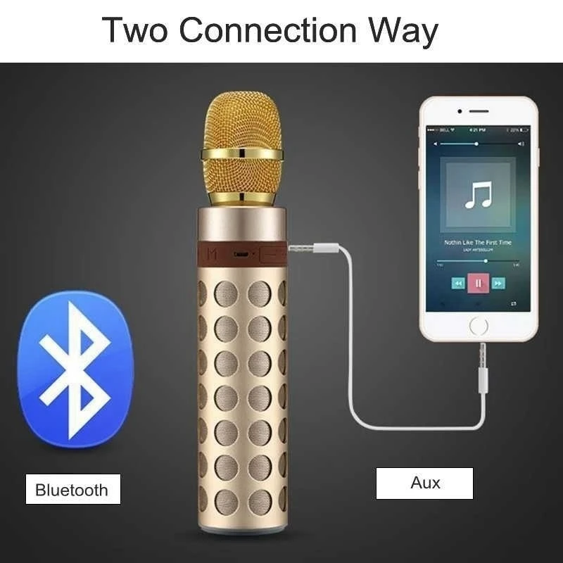 Беспроводной bluetooth караоке микрофон. Портативный караоке микрофон с динамиком. С светодиодной подсветкой