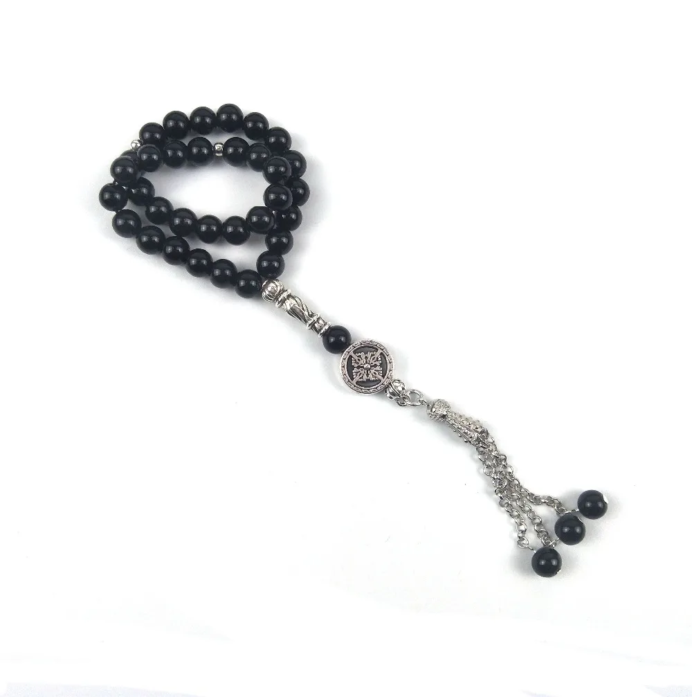 Натуральный оникс 8 мм камень мусульманская молитва бусы исламский Tasbih Бог