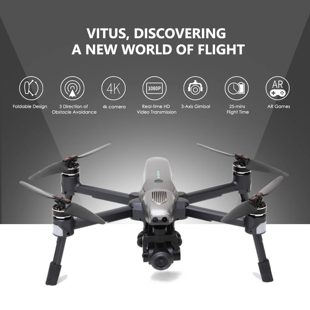 Квадрокоптер Walkera Vitus 320 5 8G FPV 12MP 3 осевой карданный 4K HD камера бесщеточный складной