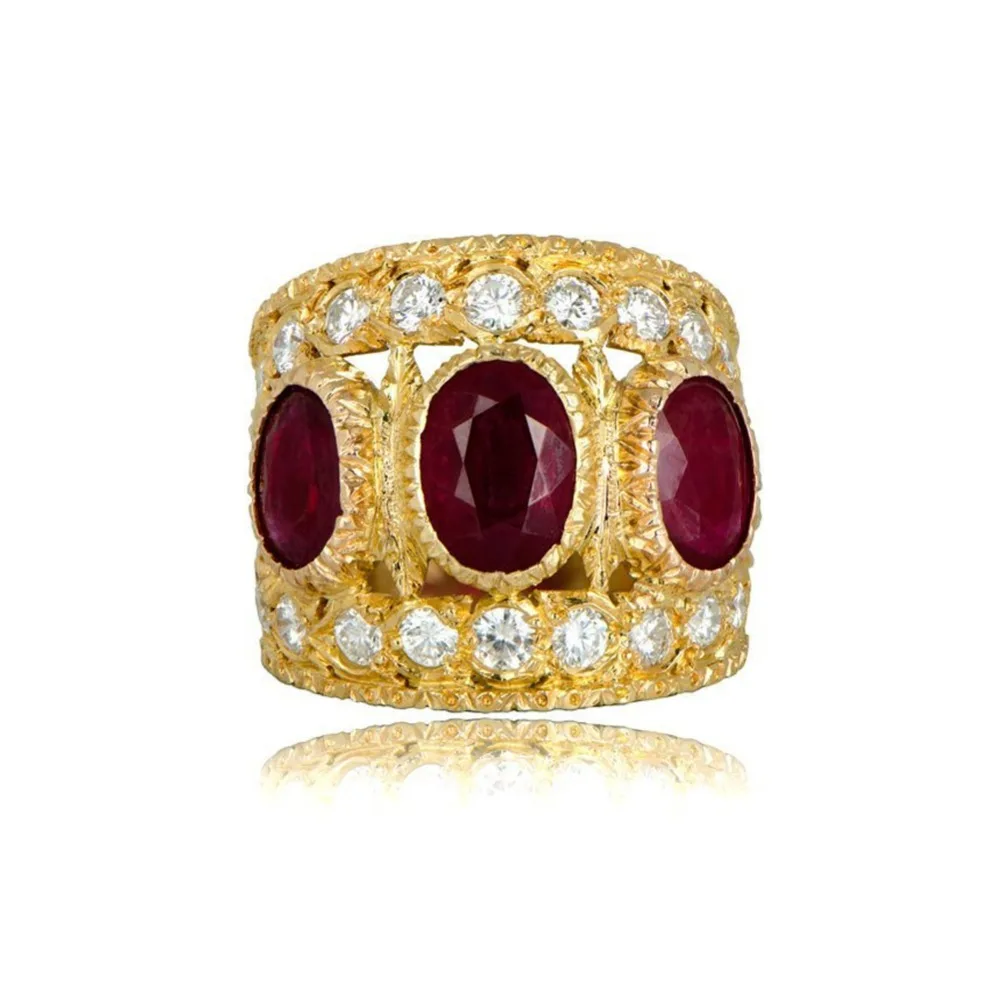 Винтажное стильное Золотое и рубиновое кольцо искуственный гранат драгоценные