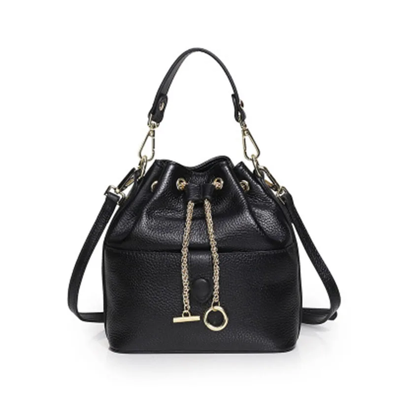 Женская сумка ведро из воловьей кожи ручная с ремнем и пряжкой летняя 2019|Сумки