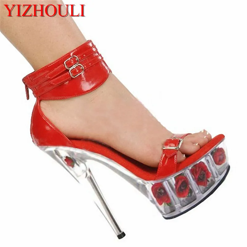 

Plus Size Beautiful Flower Platform Sole 15cm High Heel Platforms Pole Dance Shoes, Sandals, Dress /Wedding Shoes