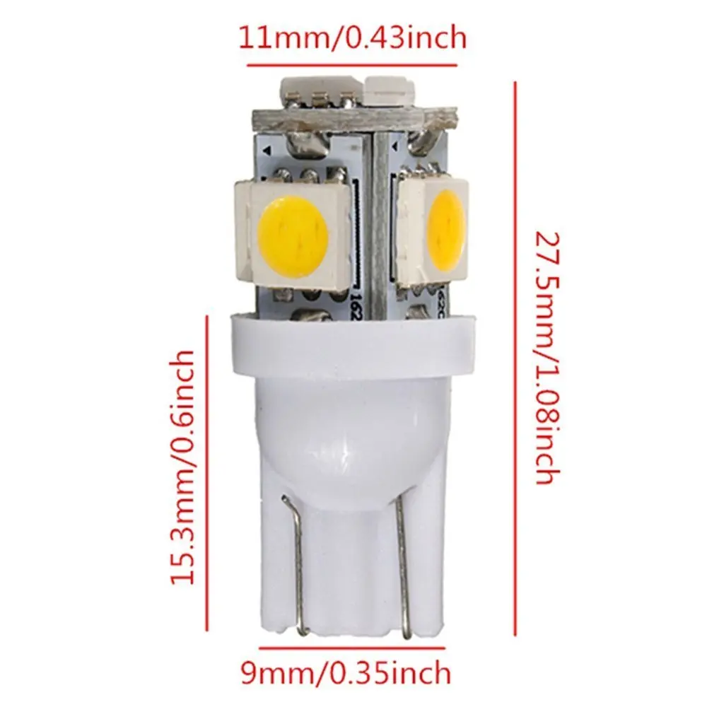 

Комплект 10 Par Led Pingo 5 Smd 4300k Branco Quente T10 W5w, теплый белый