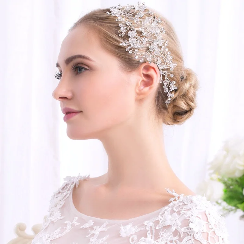 100% Handmade Sparkling Crystal Wedding Hair bands Soft Headband Women Party Jewelry Accessories | Украшения и аксессуары