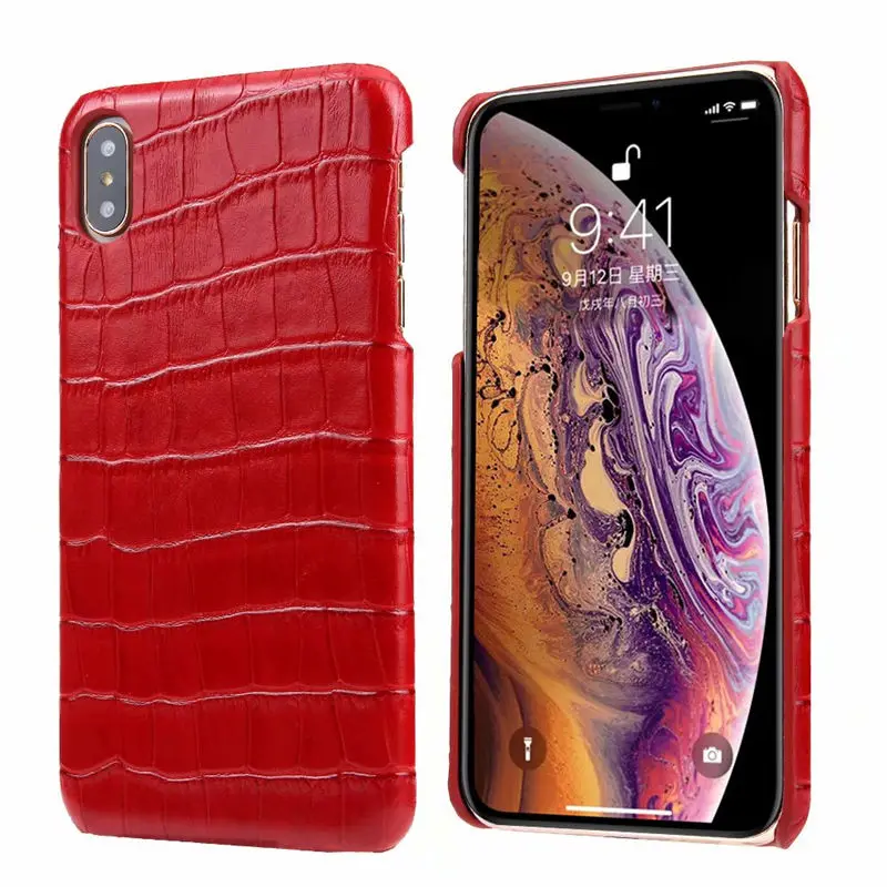 Красный Чехол из натуральной кожи на заднюю панель для iPhone X XR XS максимальный чехол роскошные сумки для телефона аллигатора Чехлы для iPhone 6 6 S 7 8 plus - Цвет: Красный