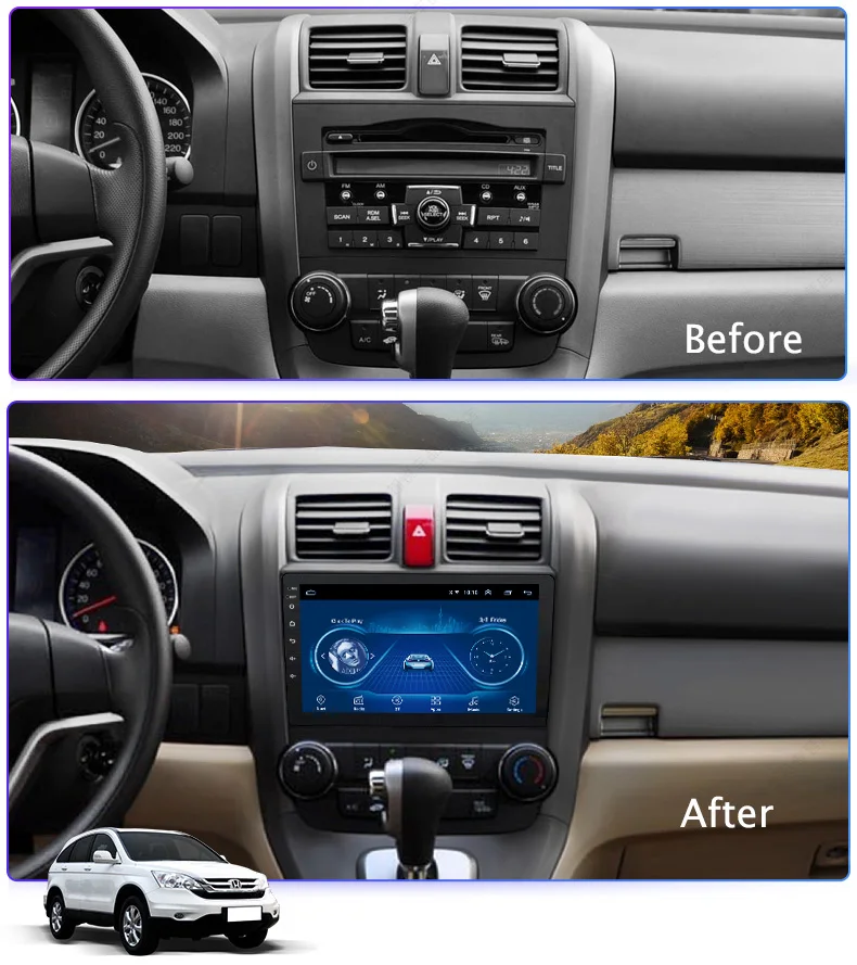 Ectwodvd 9inch Andriod 8.1 Car GPS Navigation For Honda CRV CR-V 2007-2011 DVD Multimedia System With Casing | Автомобили и