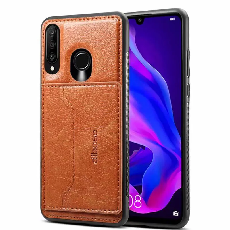 JIATEXIN ТПУ бампер чехол для Huawei P30 Lite PU кожаный Nova 4e подставка держатель с кармашком
