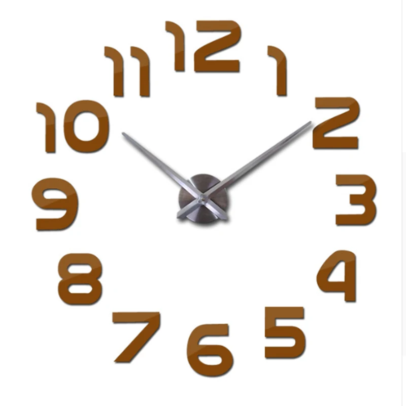 Новинка акриловое зеркало Diy настенные часы настенные наклейки Reloj De Pared Horloge большие декоративные кварцевые часы современный дизайн - Цвет: Шоколад