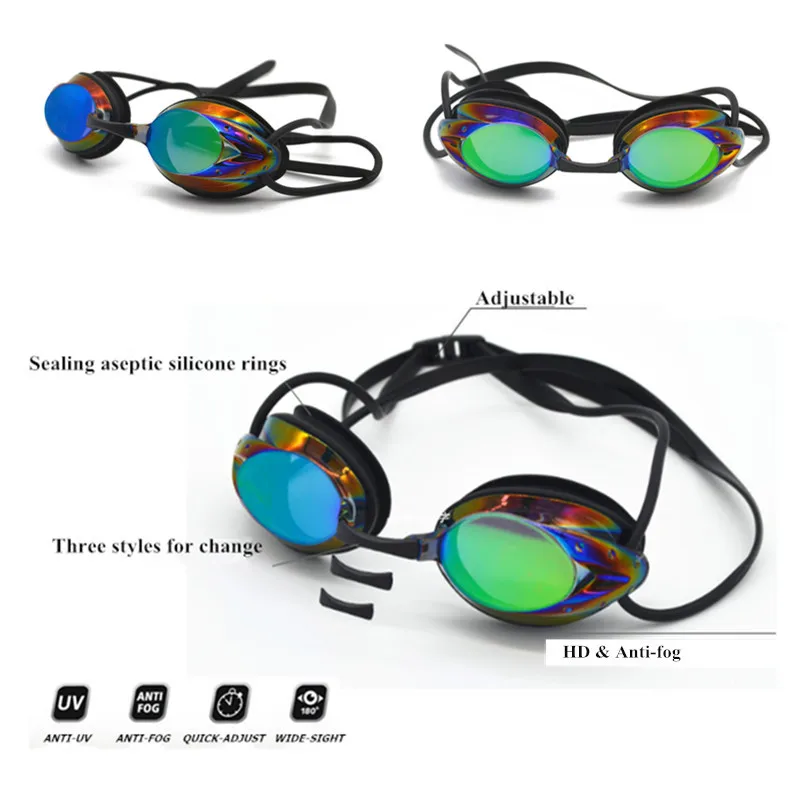 2017 NEW Brand Swim Goggles Adjustable Electroplating Water Resistant Anti-fog UV Protection Swimming Goggle 7 Colors | Спорт и