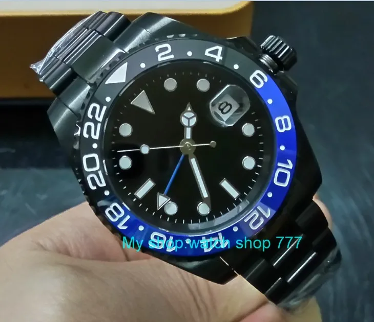 Sapphire crystal мужские часы 158A с автоматическим вращением вращающимся керамическим