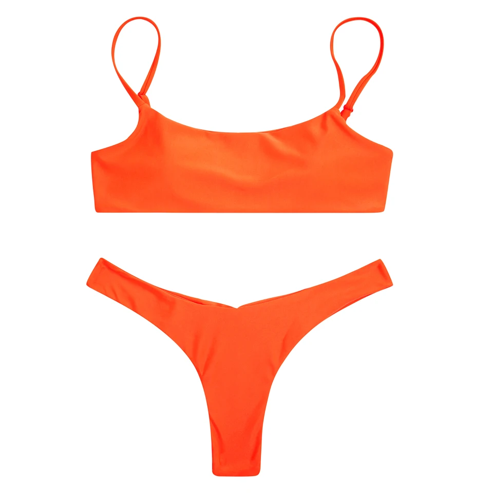 orange BANDEA, новинка, сексуальное бикини, Одноцветный купальник, винтажный, бразильский, купальник для женщин, пуш-ап, бикини, набор, пляжный купальник, бикини - Цвет: orange