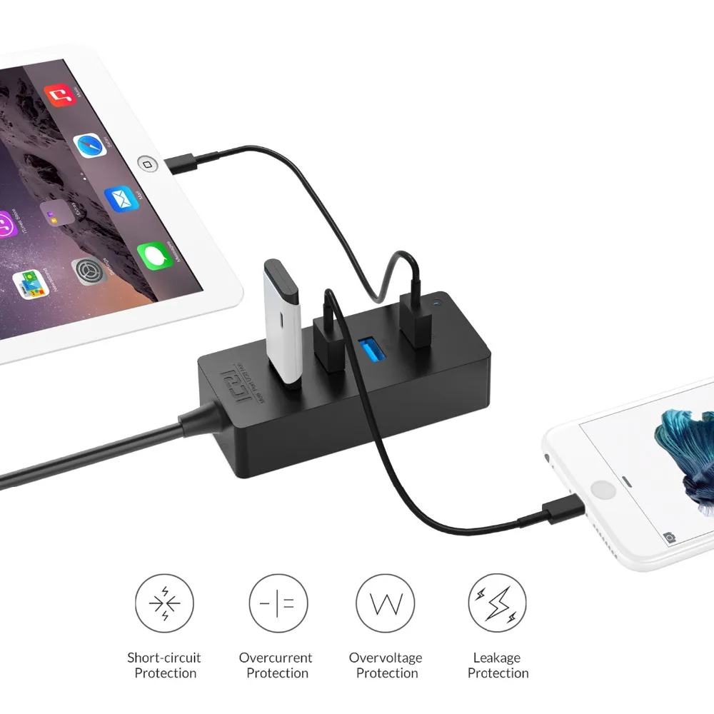 ICZI USB C концентратор type интерфейс до 4 3 0 портов OTG со светодиодным индикатором
