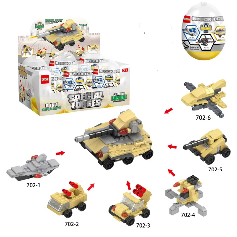 6 шт./компл. Танк вертолет яйца Строительные кирпичи комплект для детей Забавный