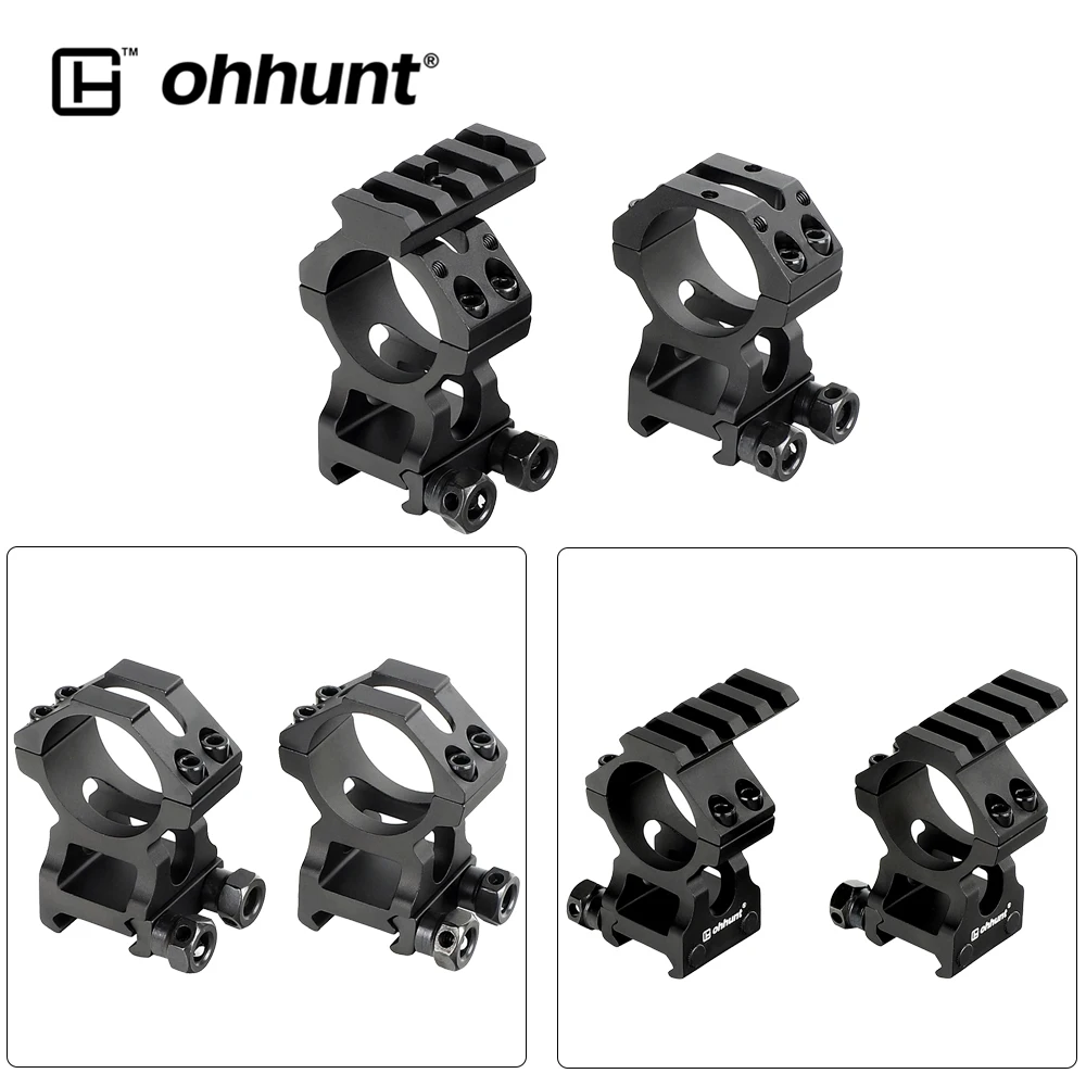 ohhunt Rock-Solid 25.4mm 30mm Scope Picatinny Rings Hunting Tactical Riflescopes Mounts With Top Rail For AK 47 AR15
