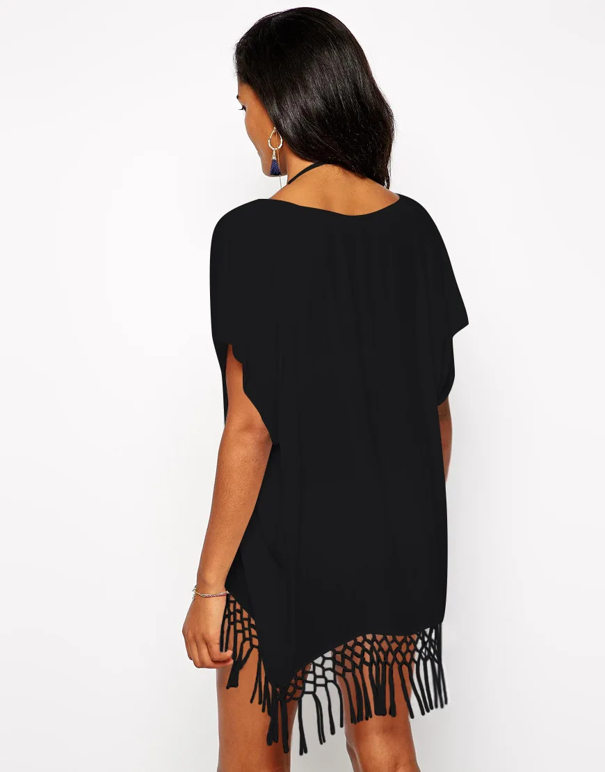 Пикантная Женская пляжная туника летнее платье с рукавами летучая мышь